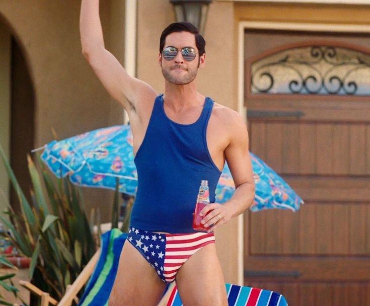 Tom Ellis sexy speedo bulge